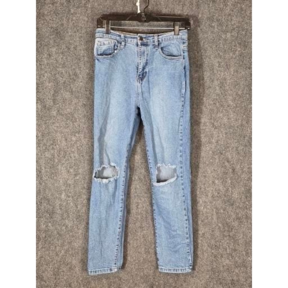 Vibe & Rant Women‎ Blue Distressed Ripped Knee High Rise Skinny Jeans Size 7